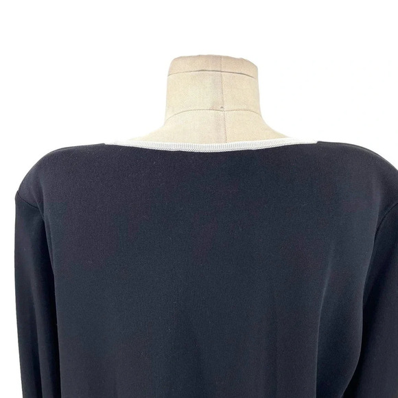 Exclusively Misook Black Ivory Piping Trim 3/4 Sleeve Sweater Plus Size 1X - Picture 6 of 8